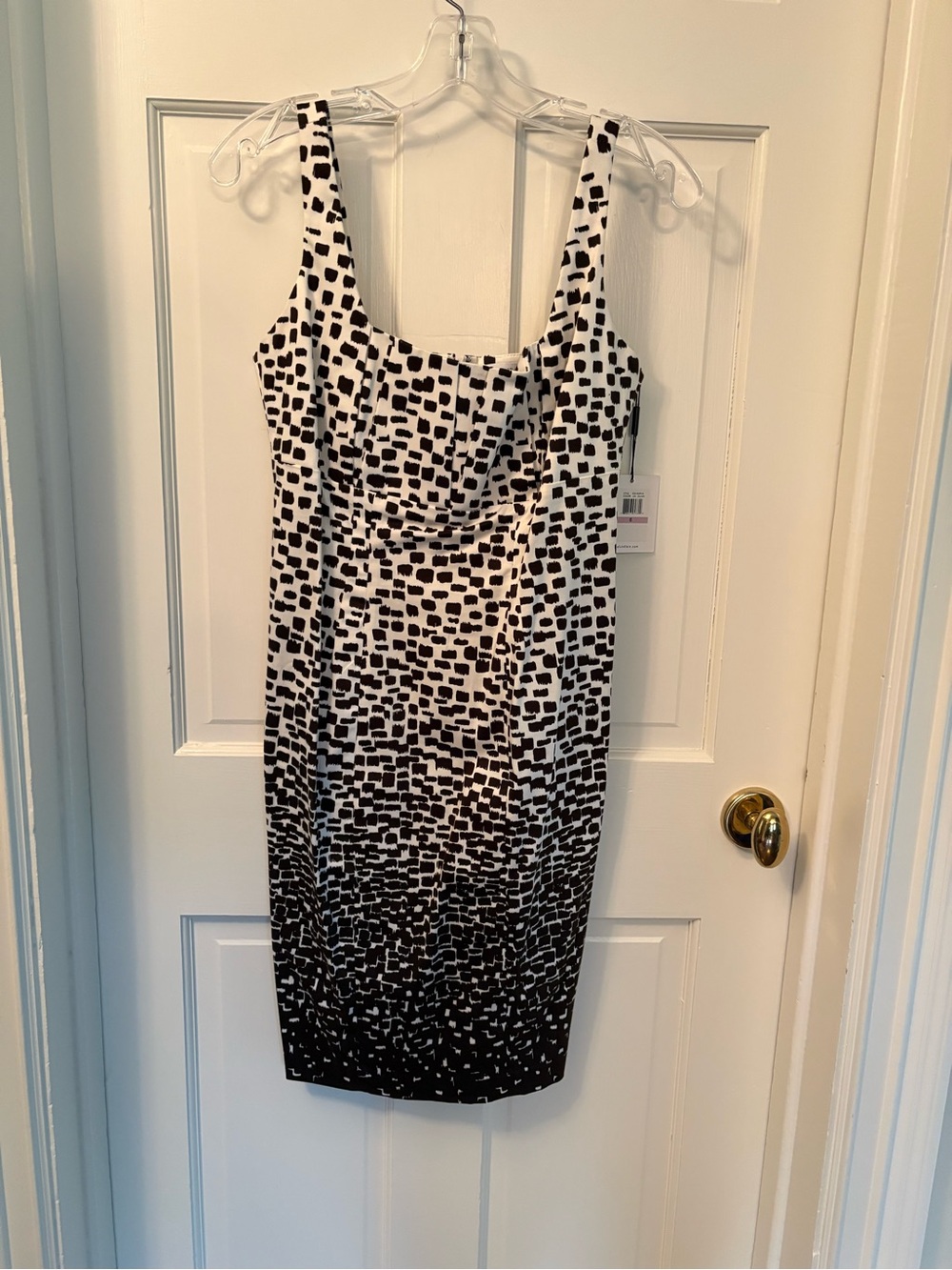 Calvin Klein Brown and White Square-Print Sheath Dress